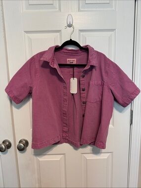 Velvet Heart Women’s Pink Short-Sleeve Denim Top